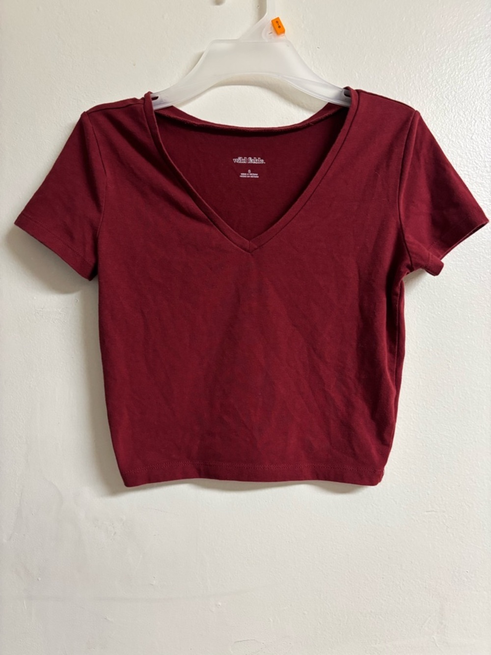 wild fable Burgundy V-Neck Cropped Tee
